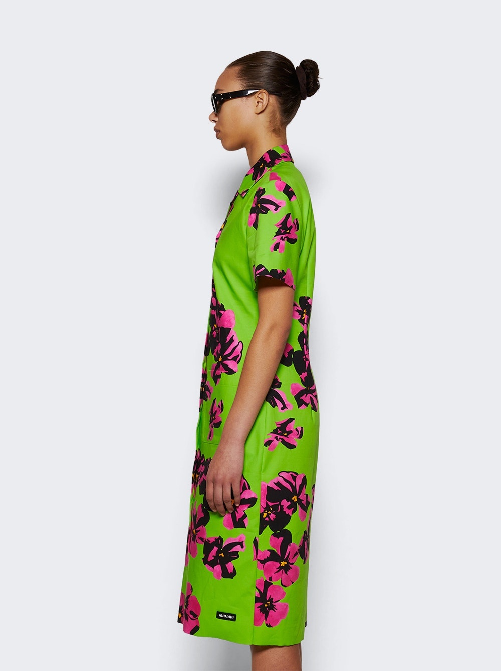 Poplin And Jersey Dress Apple Green And Pink - 4