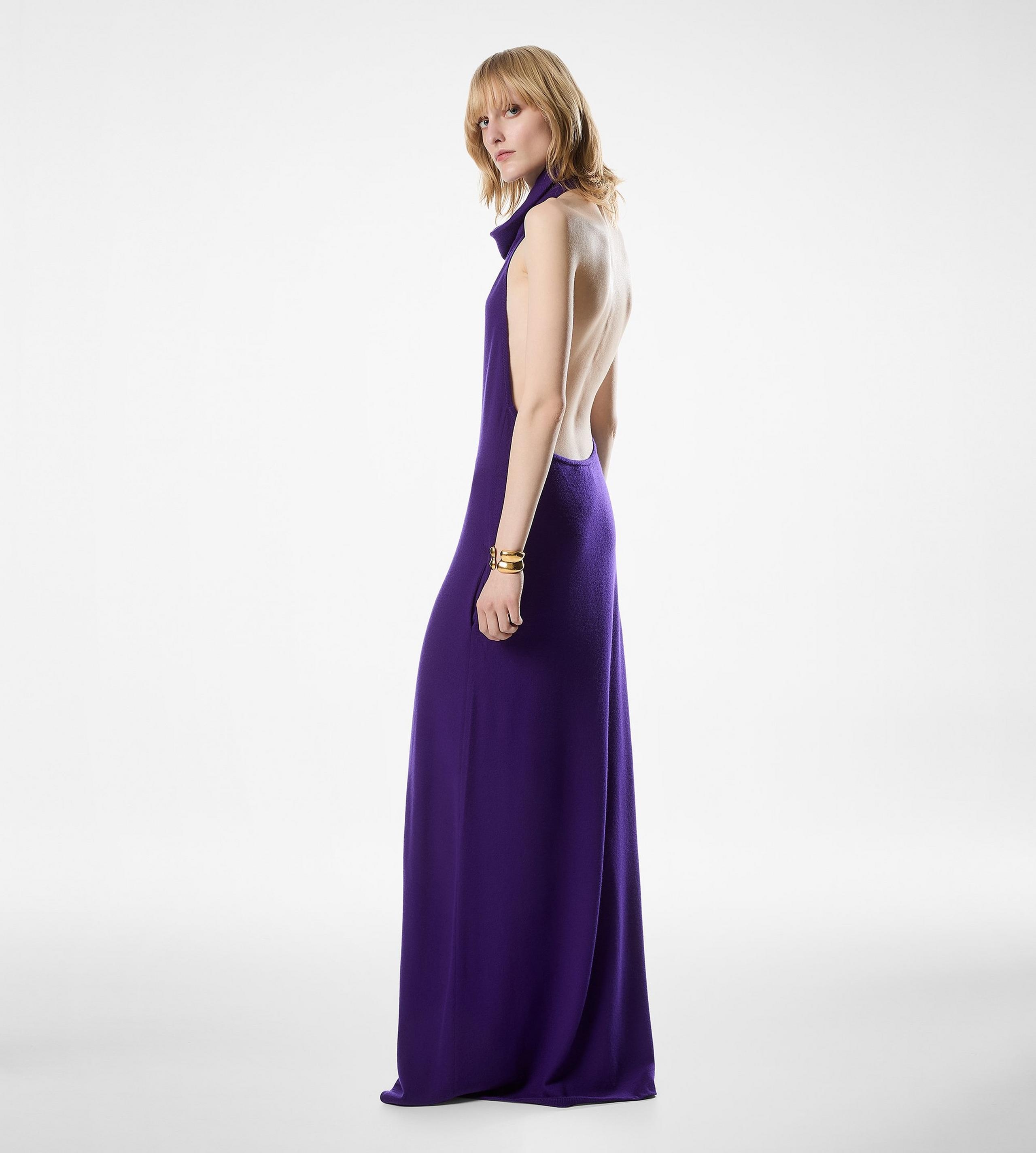 LONG HALTERNECK DRESS WITH POCKETS AND OPEN BACK - 4