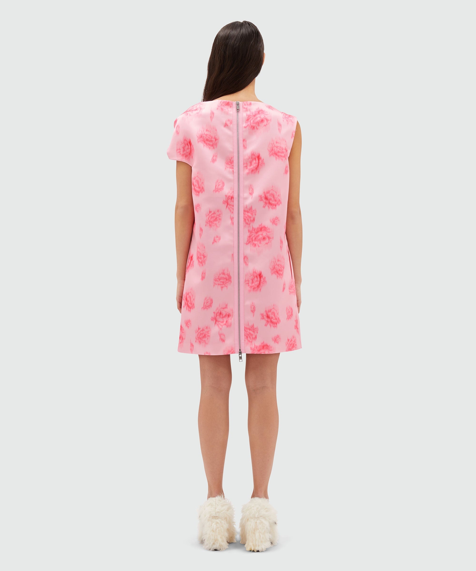 Duchesse short sleeveless dress with rose print - 3
