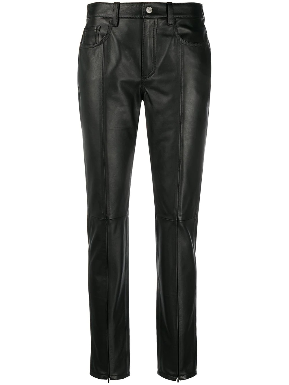 straight-leg leather trousers - 1