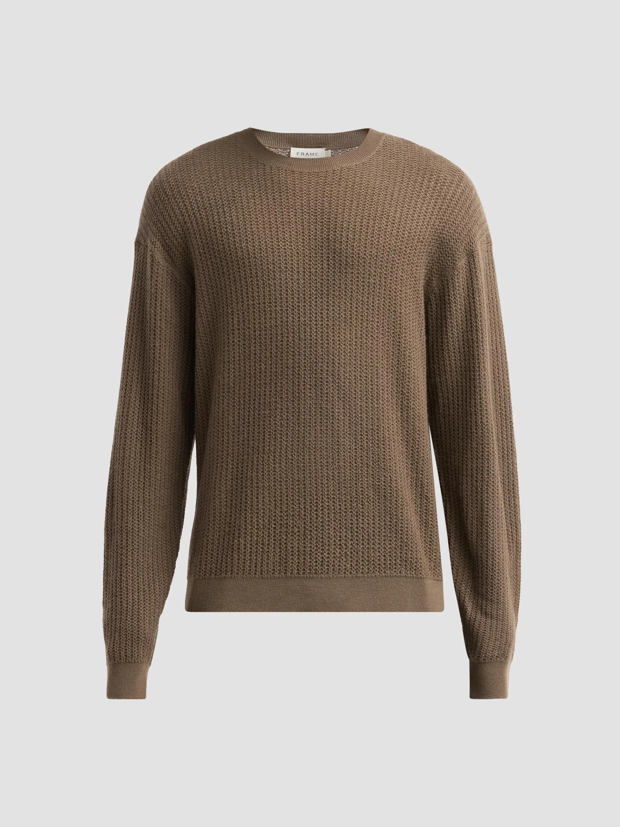 Men's Textured Wool Crewneck Sweater - Soft Taupe - 1