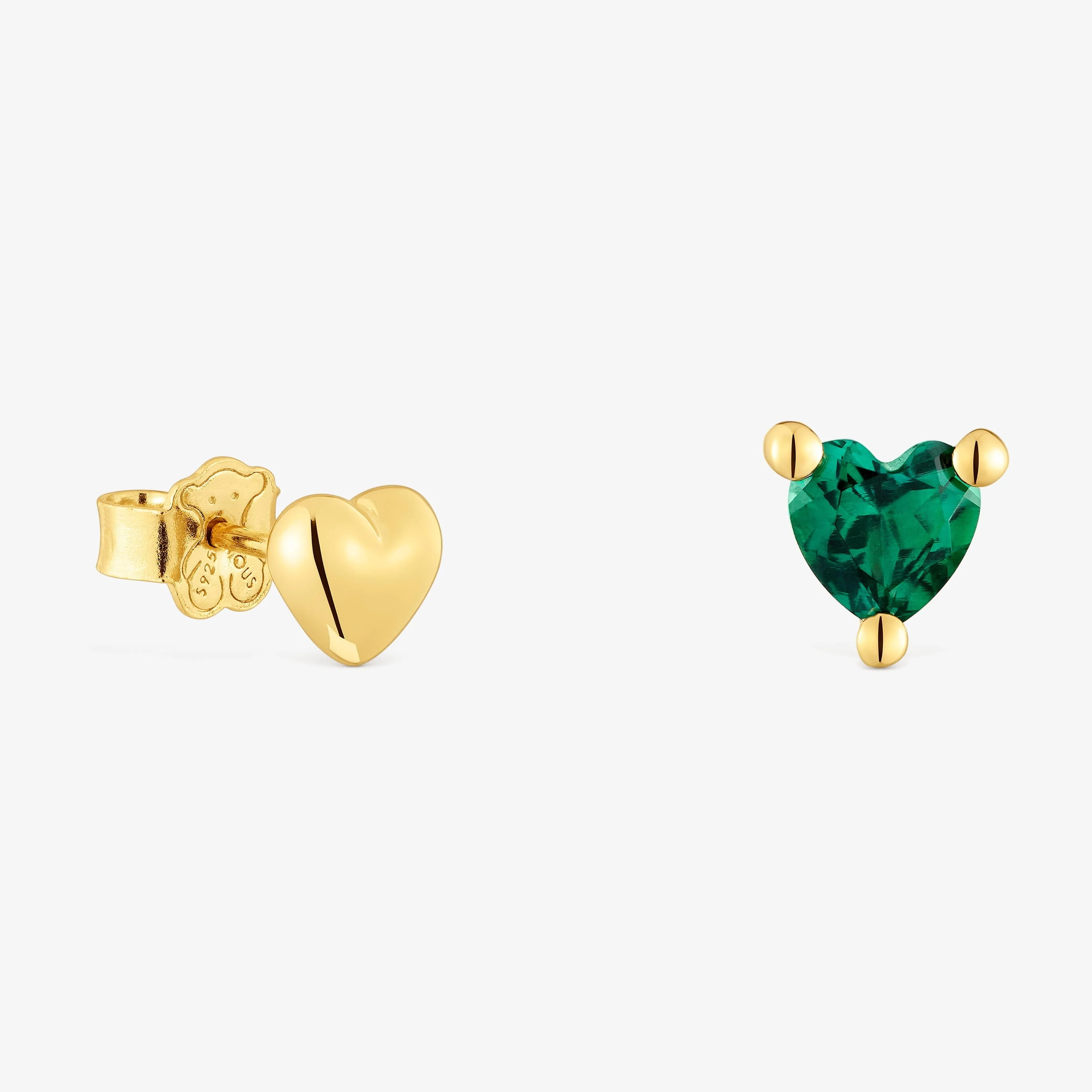 18K gold vermeil Earrings with lab-grown emerald Garden of Love LGG - 1