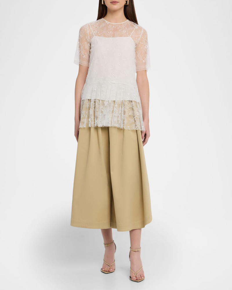 ADAM LIPPES Dido Floral Lace Tulle Top outlook