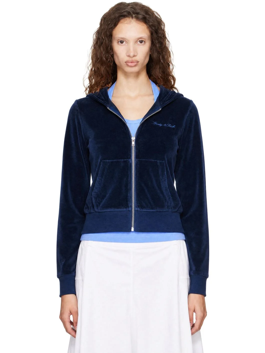 Navy Signature Logo Krystal Zip Hoodie - 1