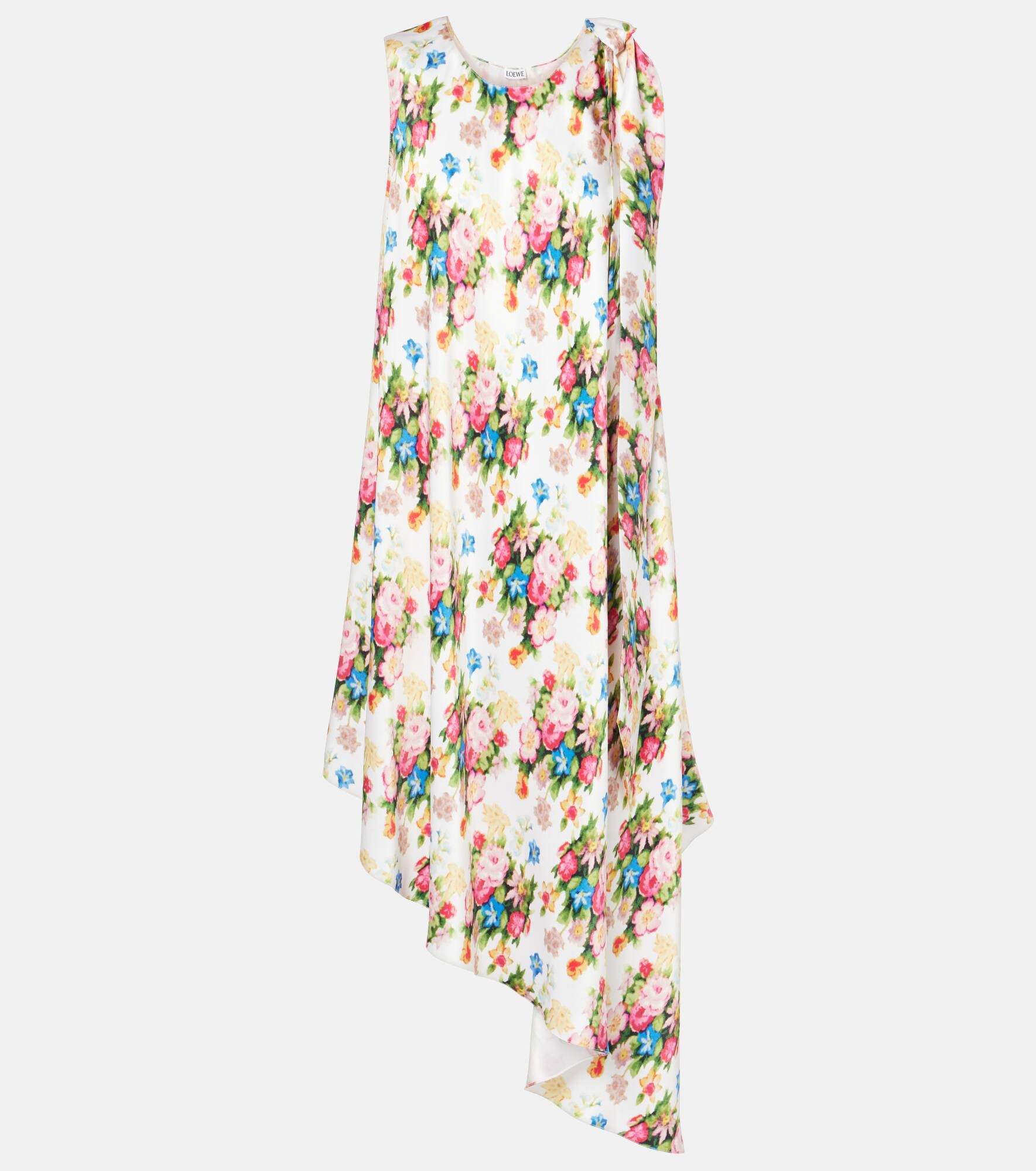 Floral ruffled silk midi dress - 1