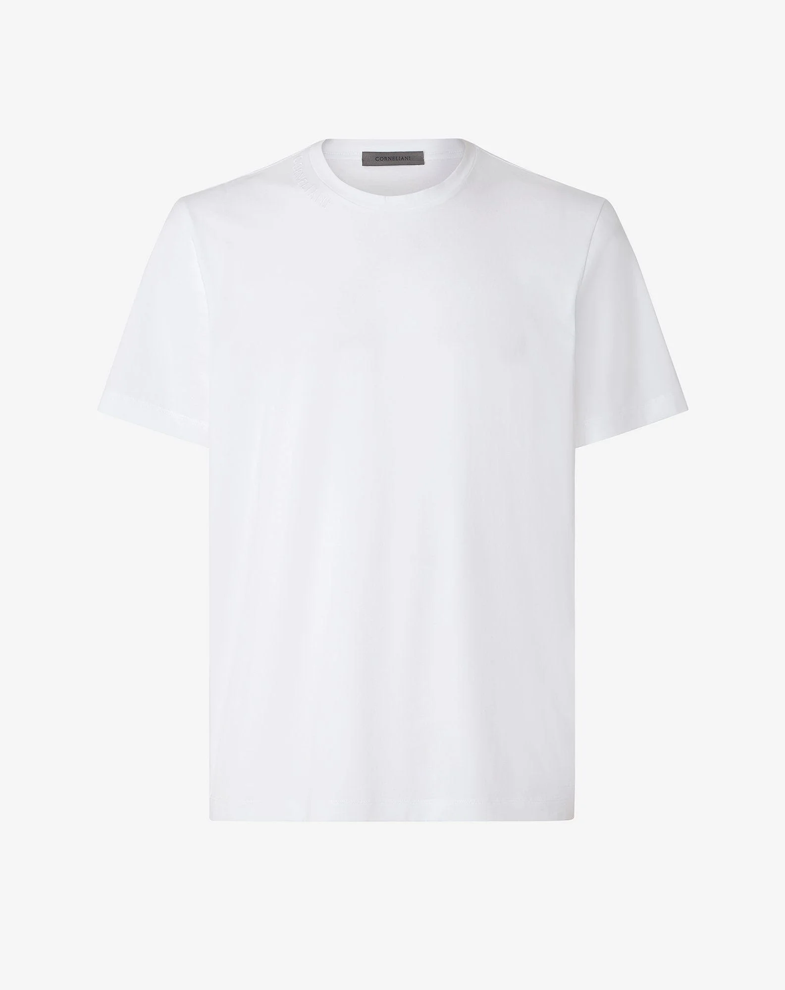 White crew neck stretch cotton jersey t-shirt - 1