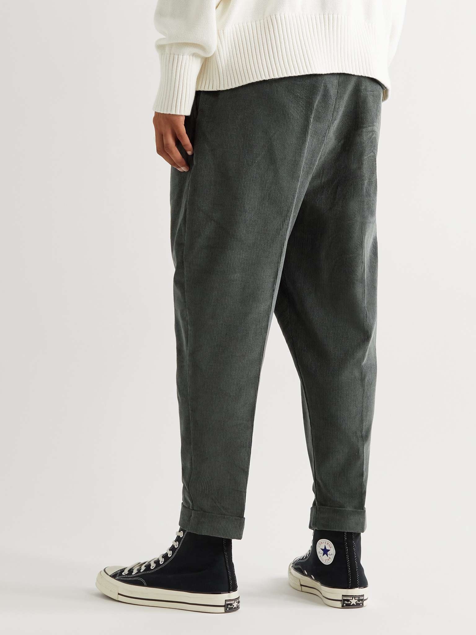 Tapered Pleated Cotton-Corduroy Trousers - 4