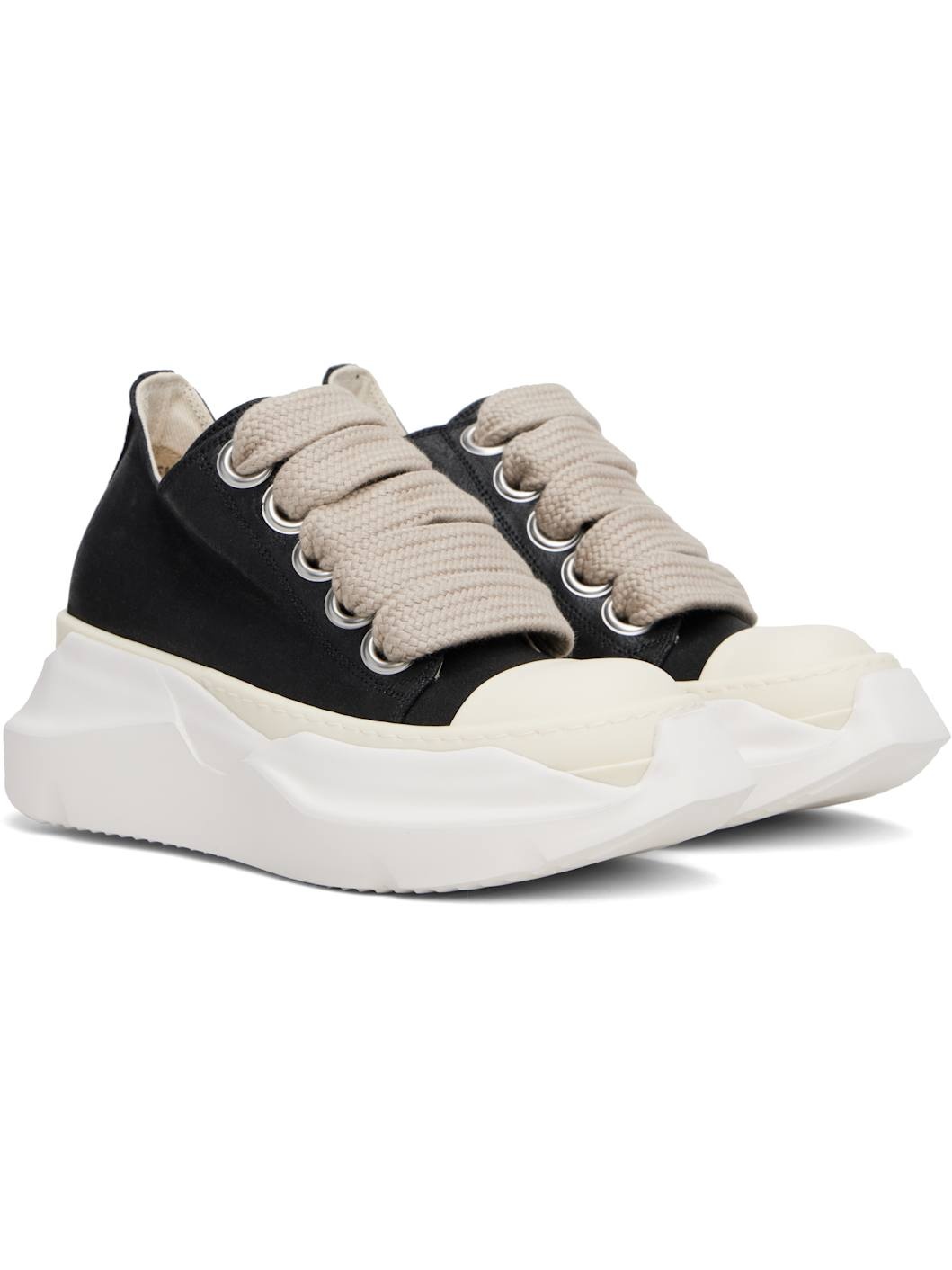 Black Hollywood Jumbo Laces Abstract Low Sneak Sneakers - 4