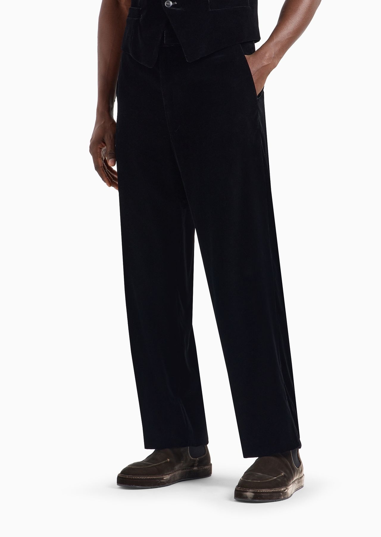 Velvet, flat-front trousers - 2