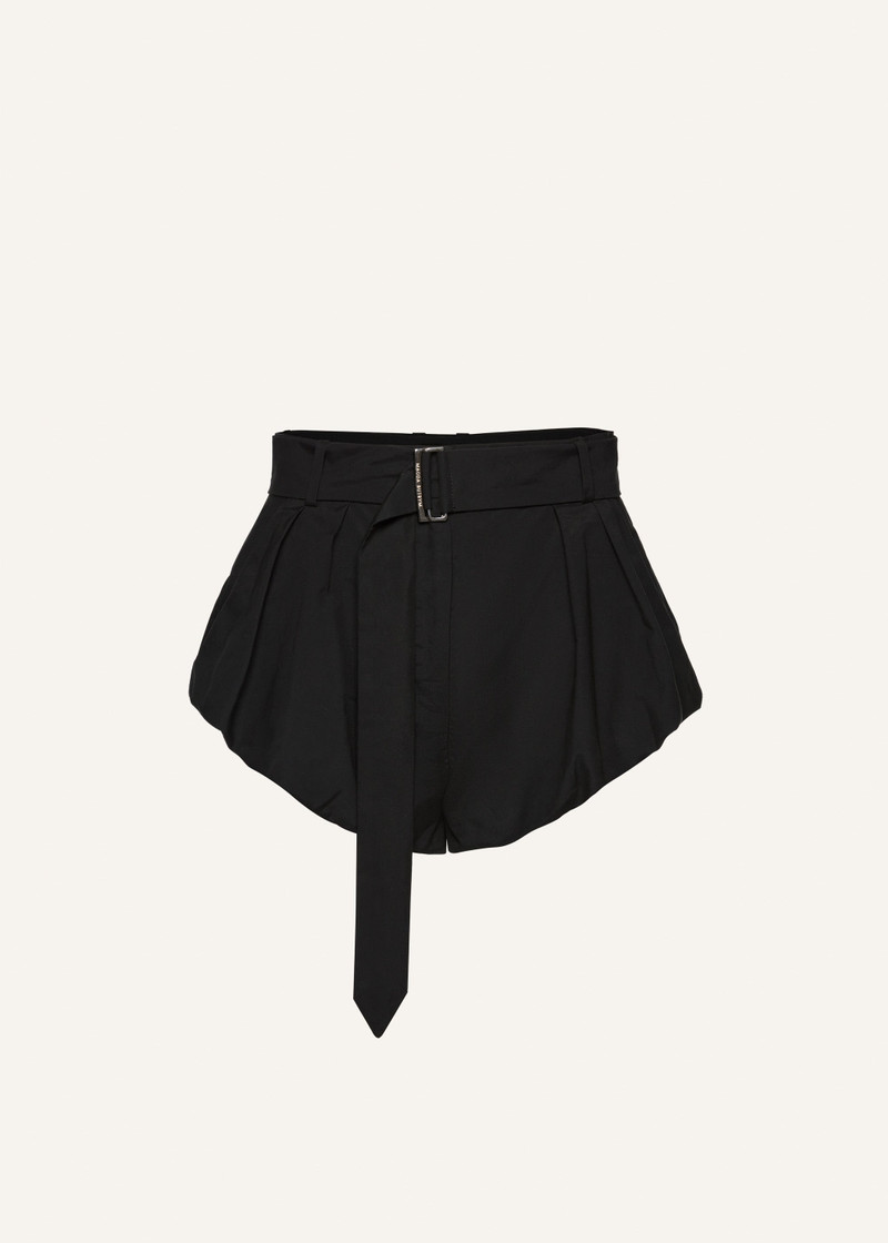 Flared cotton shorts in black 1