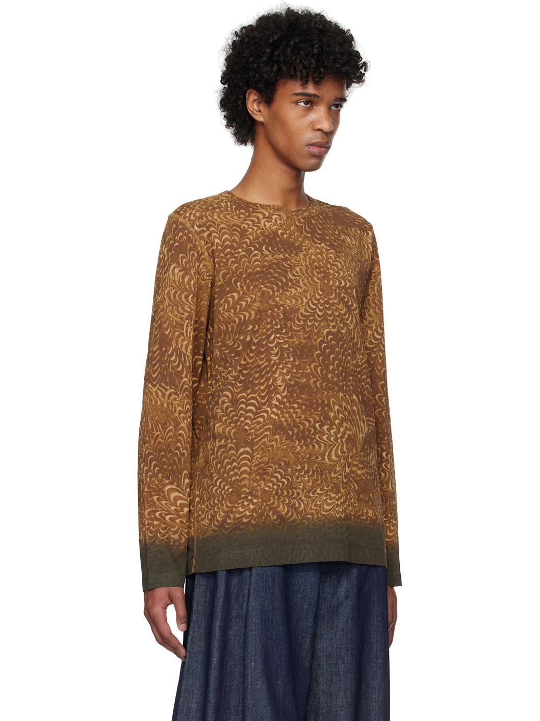 Brown Printed Cotton T-shirt - 2