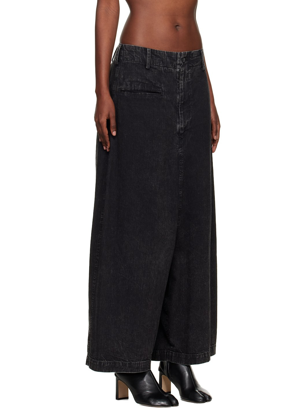 Black Backside Flared Wide Jeans - 2