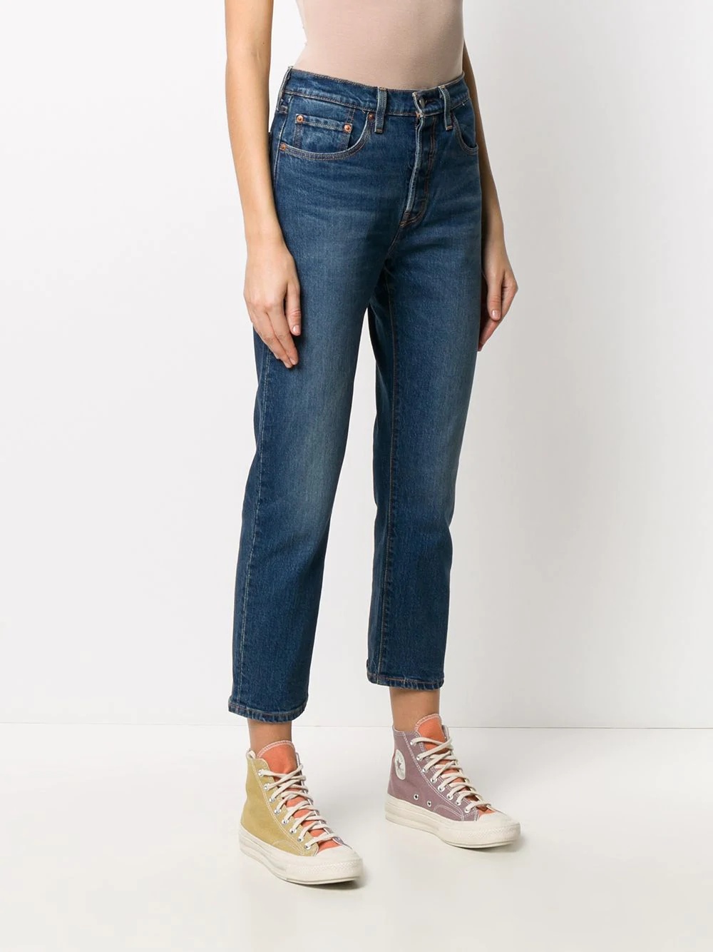 cropped faded jeans - 3