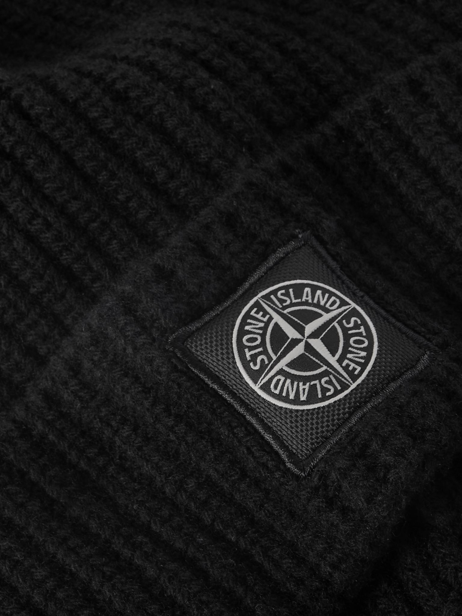 Logo-Appliquéd Ribbed Wool Beanie Black - 3