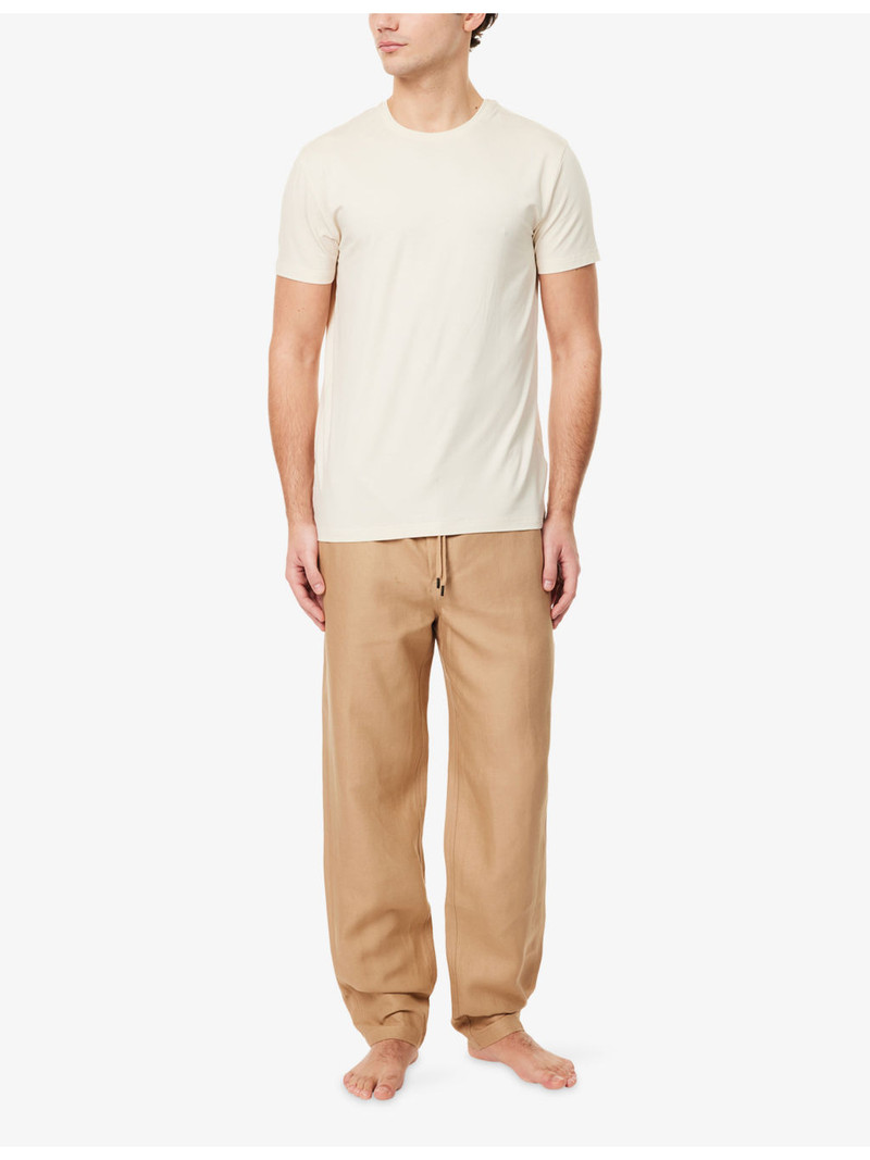 Derek Rose Sydney Tapered Linen Trousers outlook