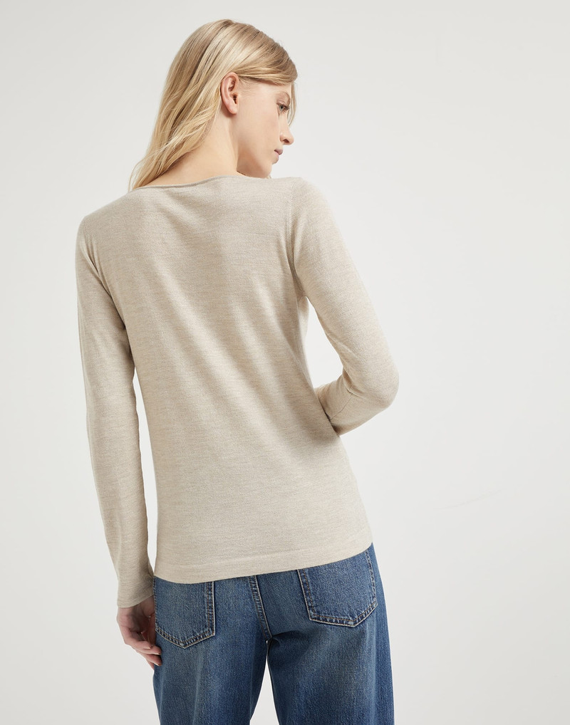 Brunello Cucinelli Cashmere and silk sparkling lightweight sweater outlook