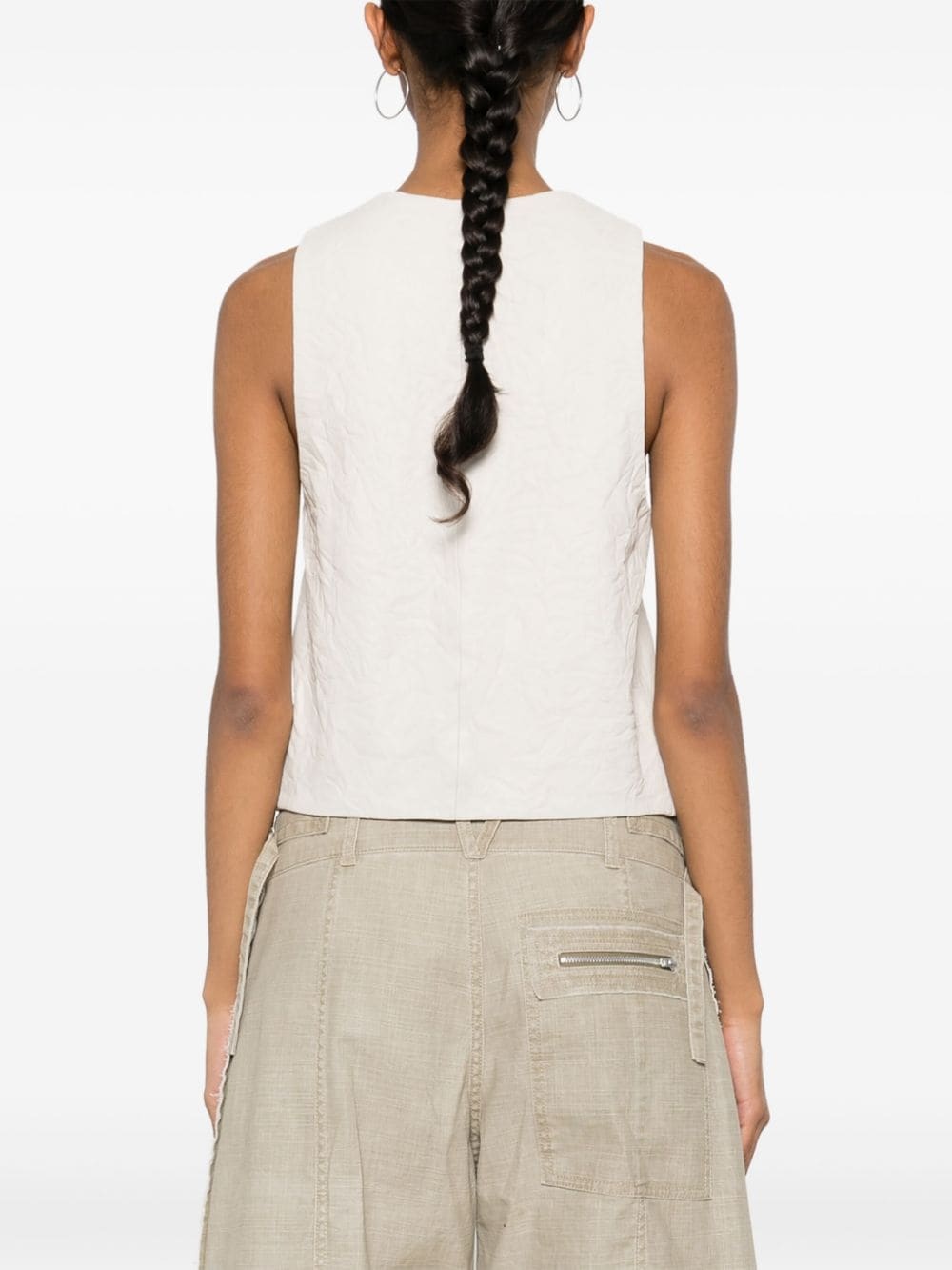 Emilie crinkled leather waistcoat - 4