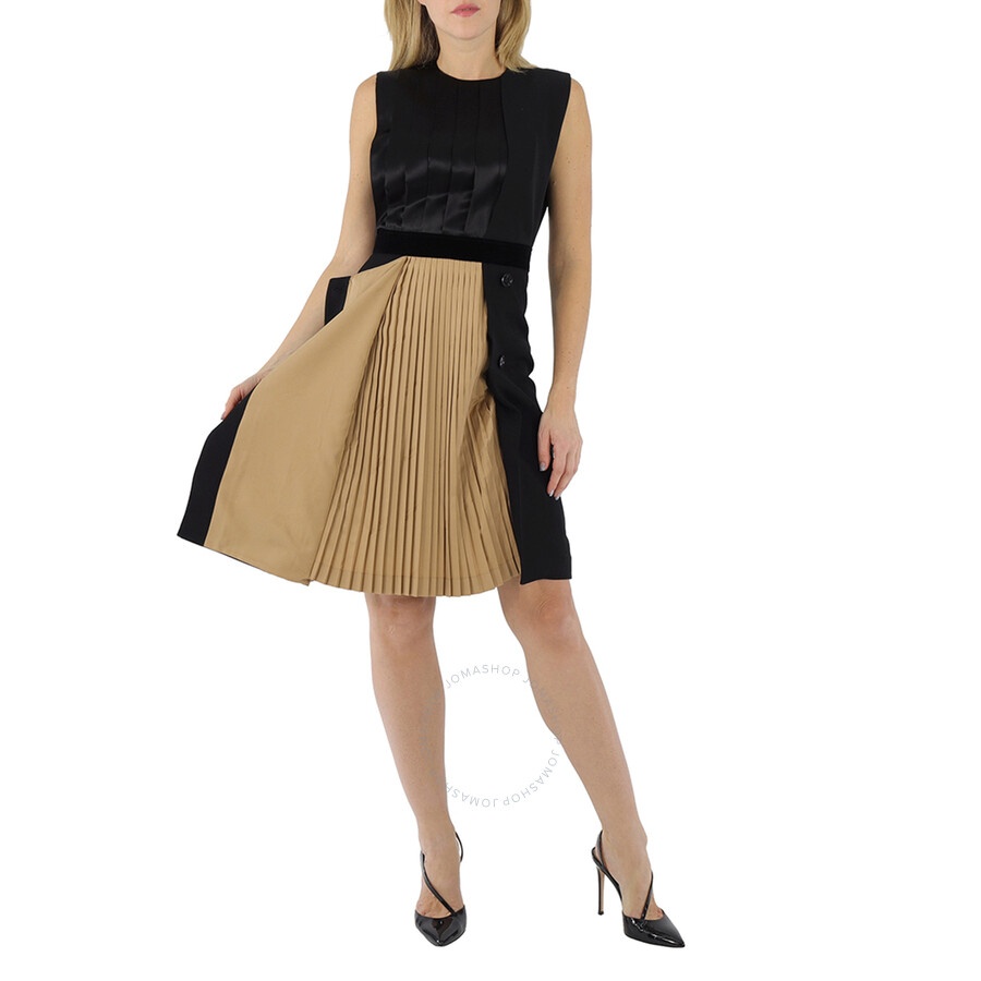Burberry Black Silk And Wool Panel Detail Shift Dress - 4