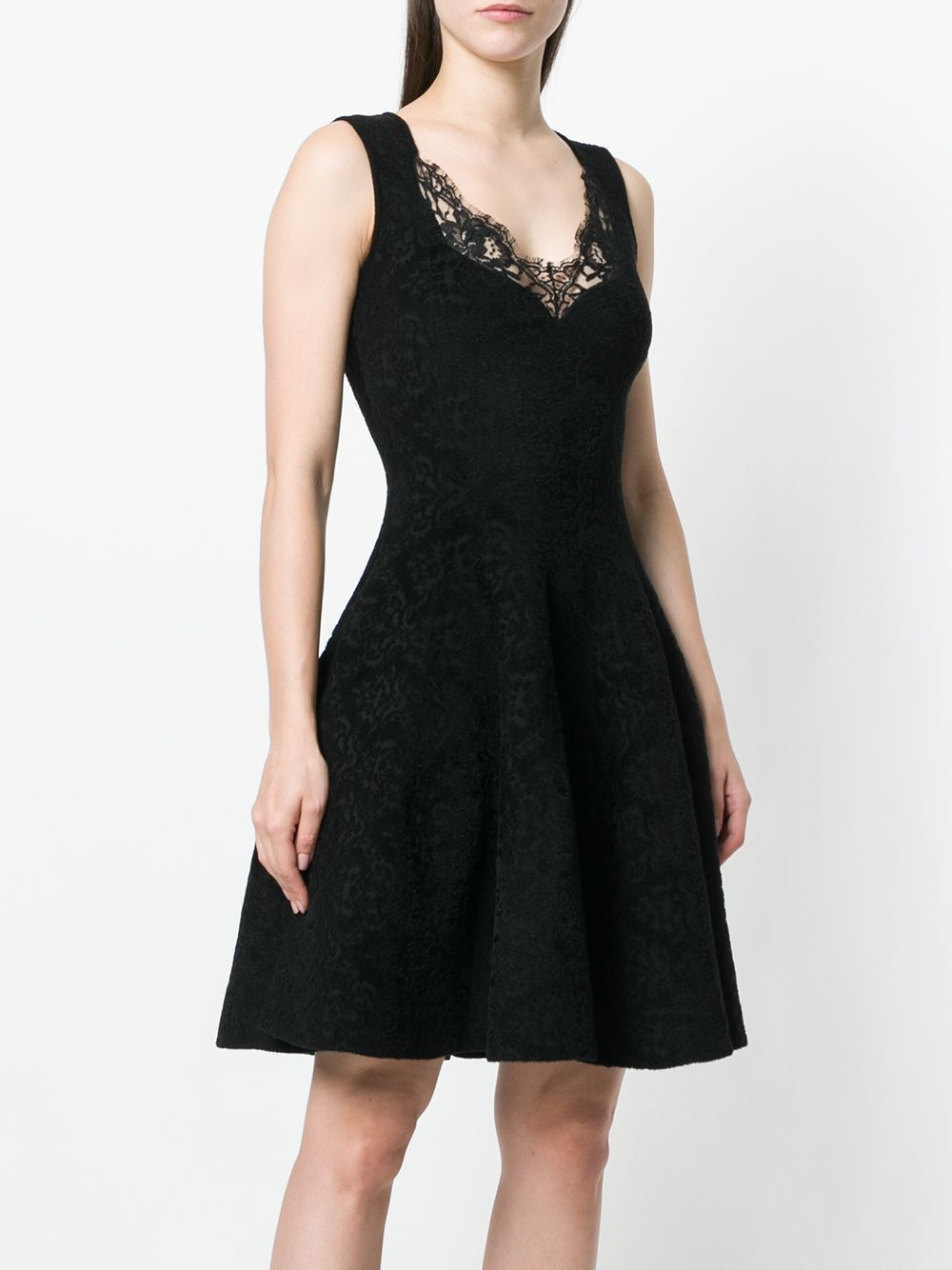 lace trim flared dress - 3