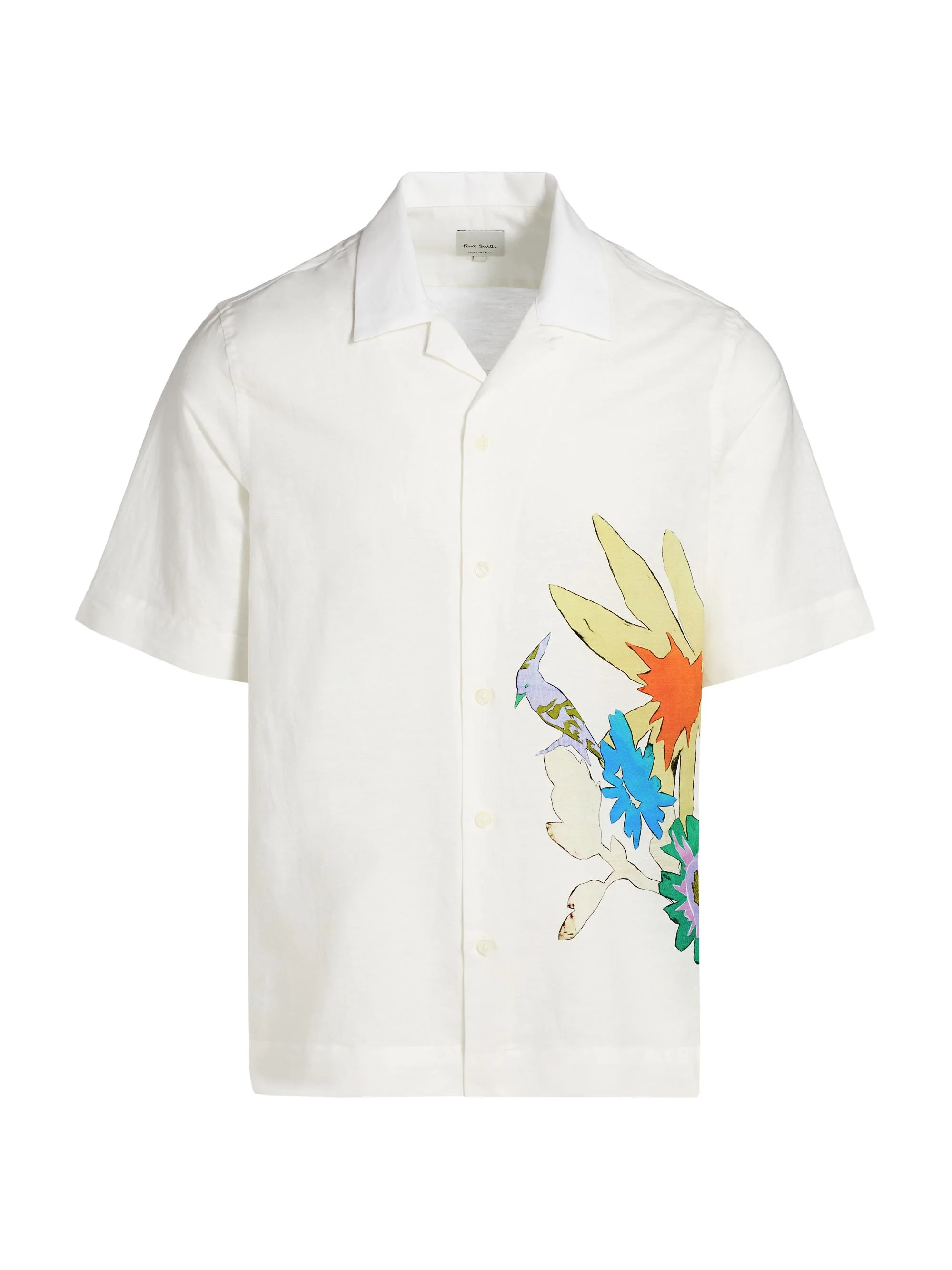 Men's Bird & Flowers Camp Shirt - White - 1