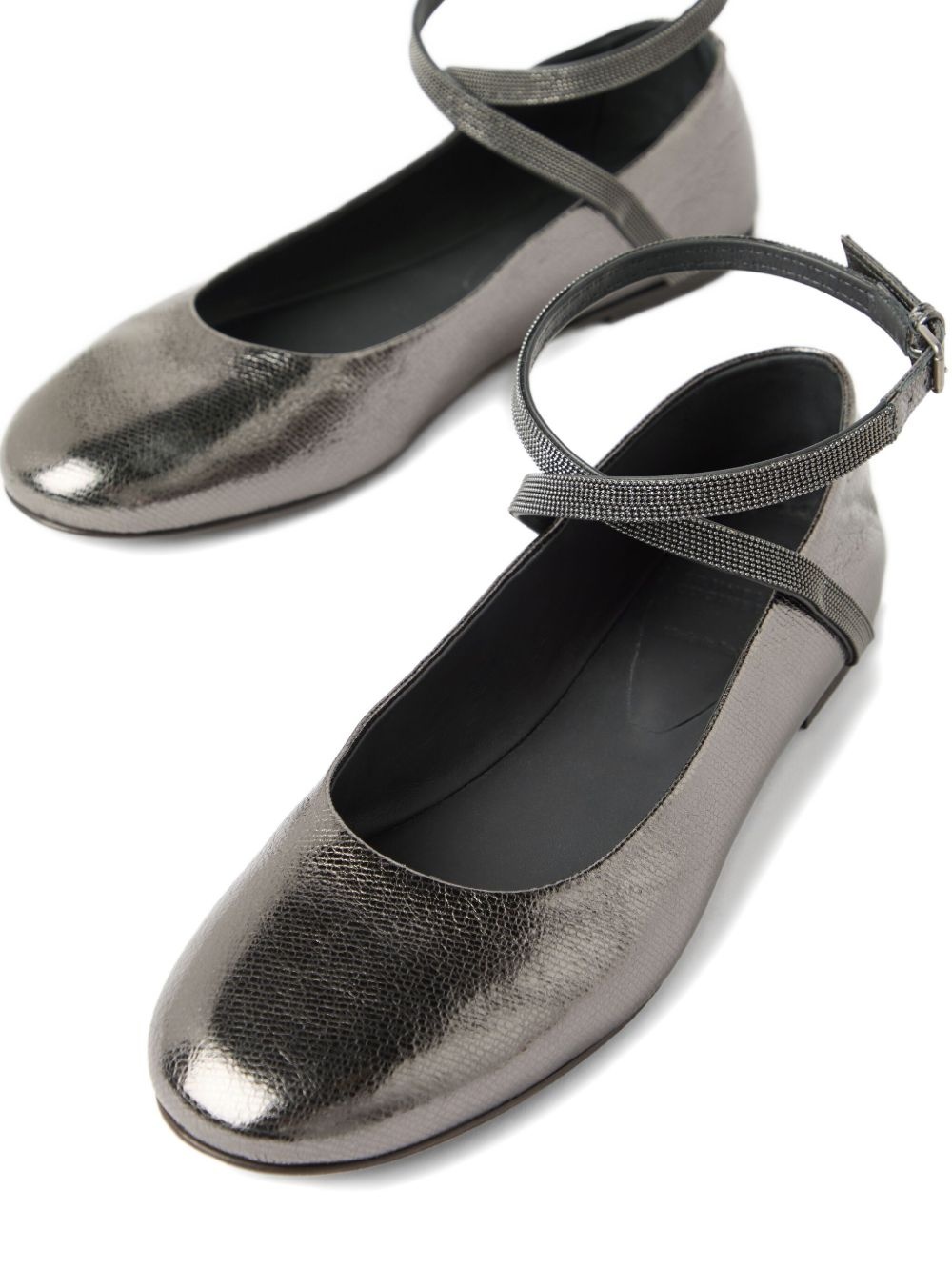 metallic-effect ballet flats - 4
