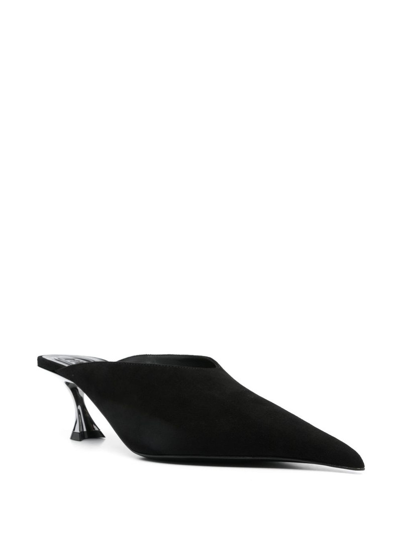 MUGLER 55mm suede fang mules outlook