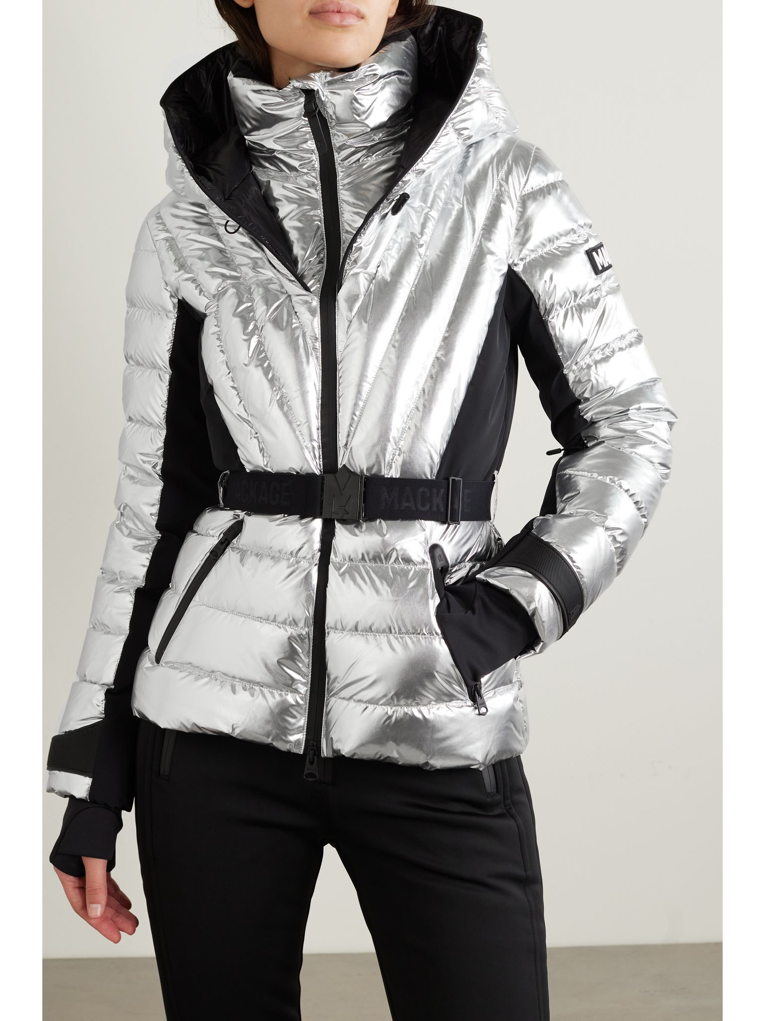 + NET SUSTAIN Elita metallic quilted down ski jacket Silver - 3