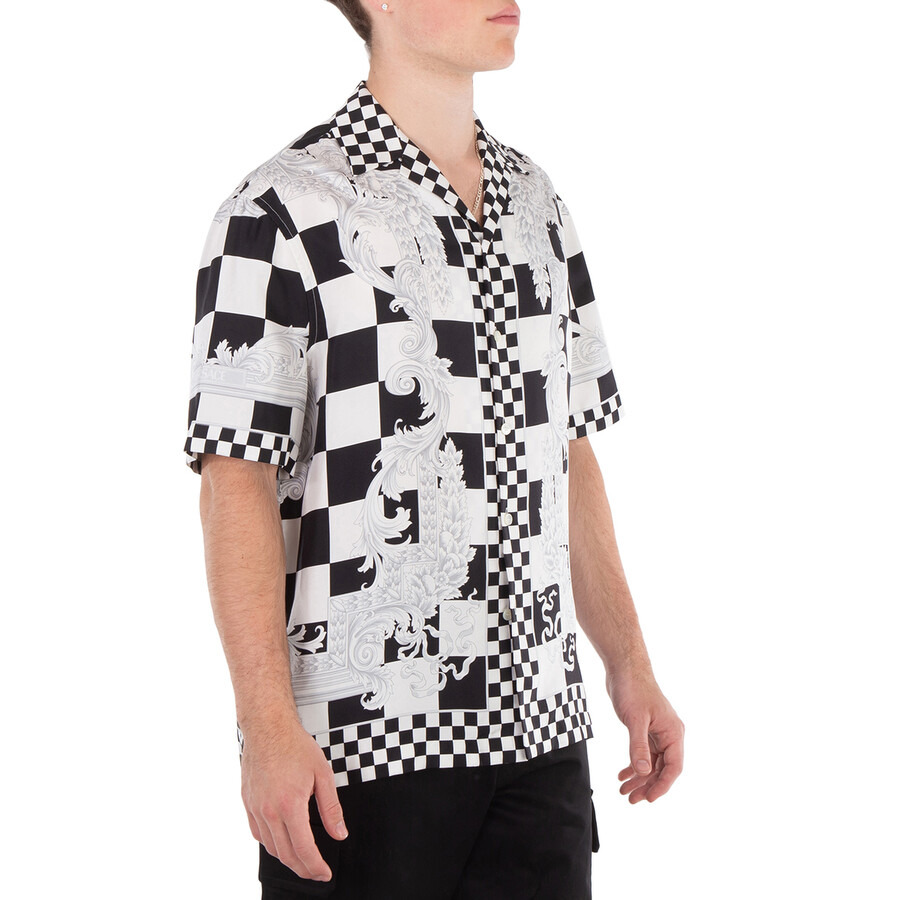 Versace Medusa Checkerboard Print Silk Shirt - 5