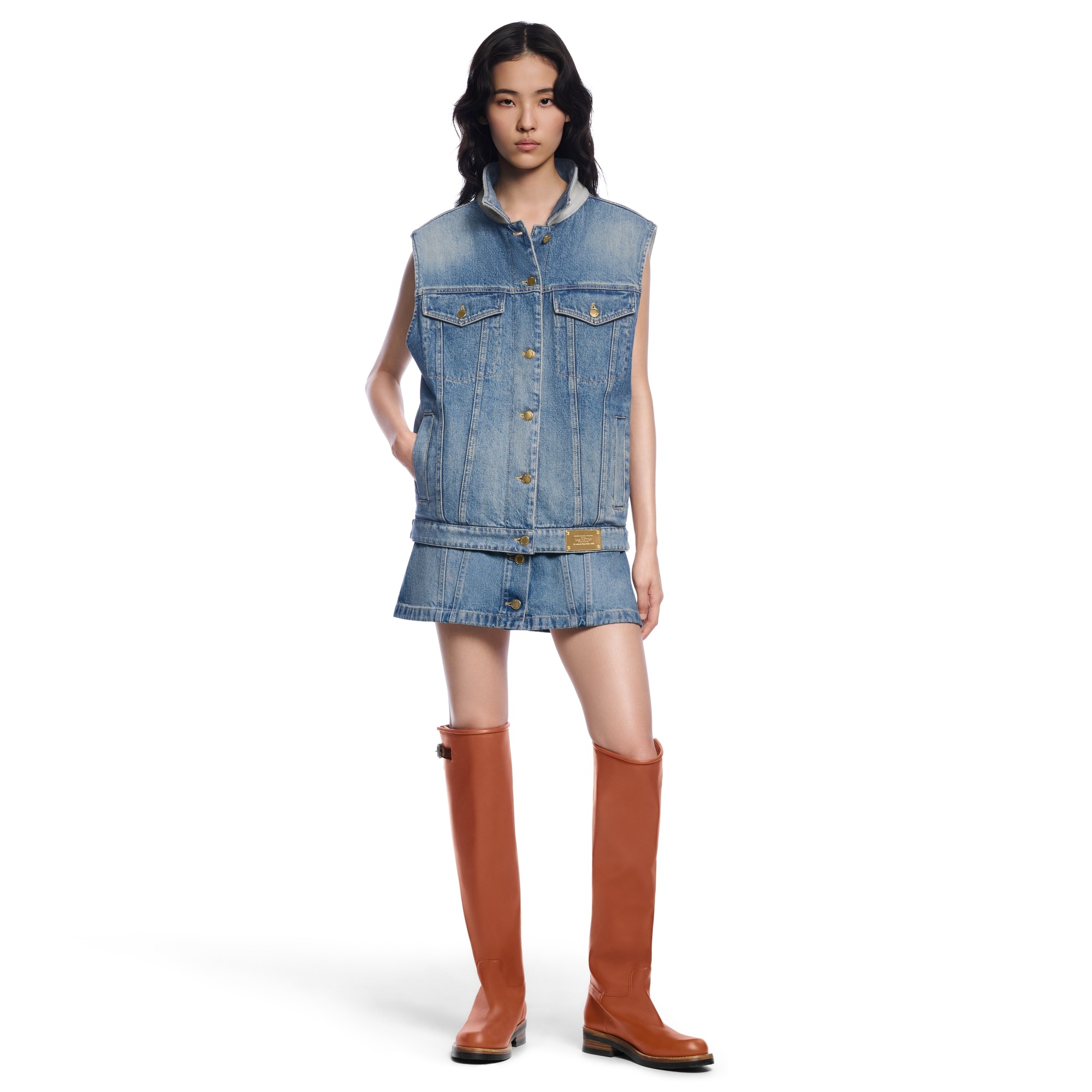 Button Front Denim Mini Skirt - 4