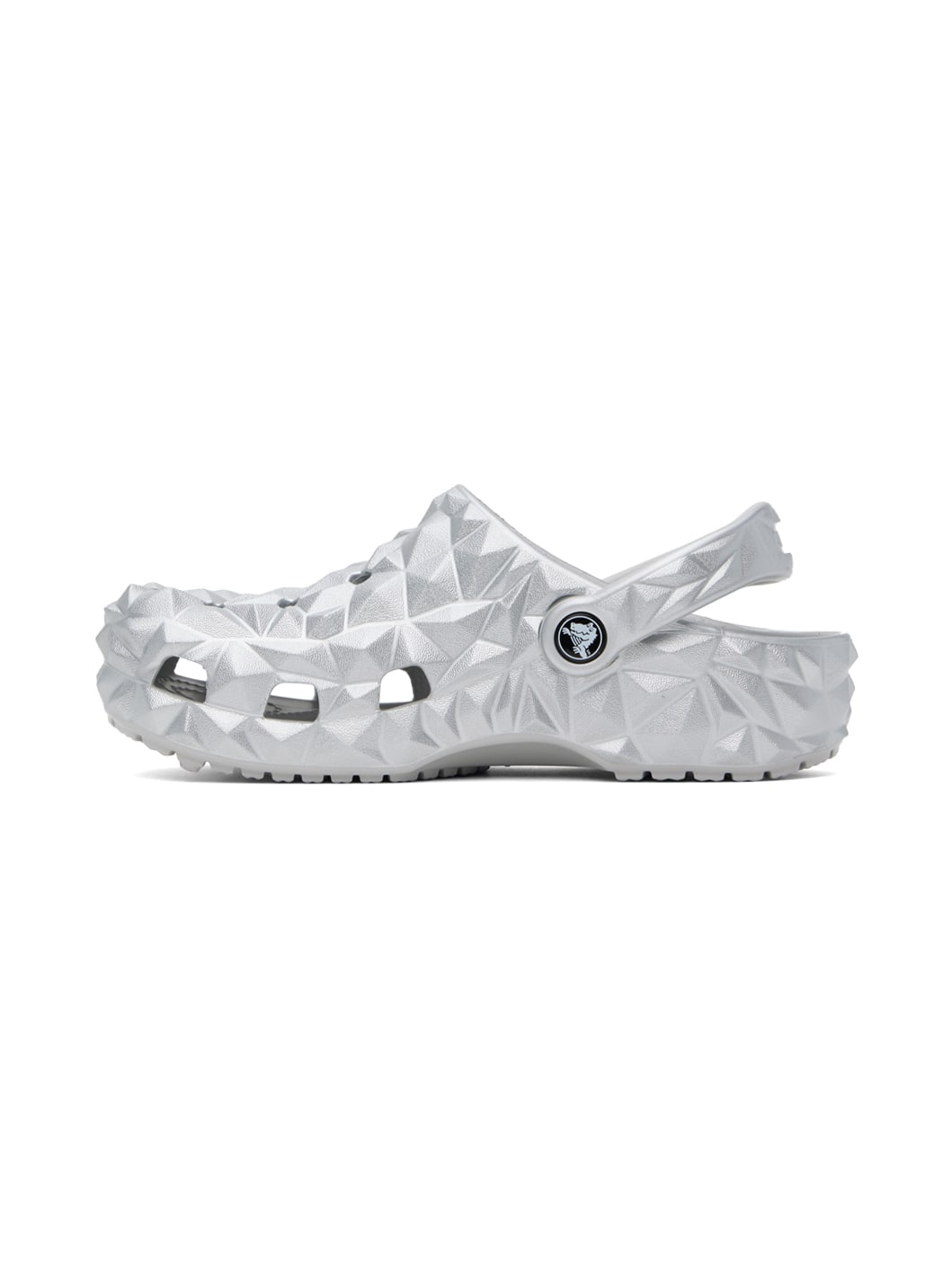 Silver Classic Metallic Geometric Clogs - 4