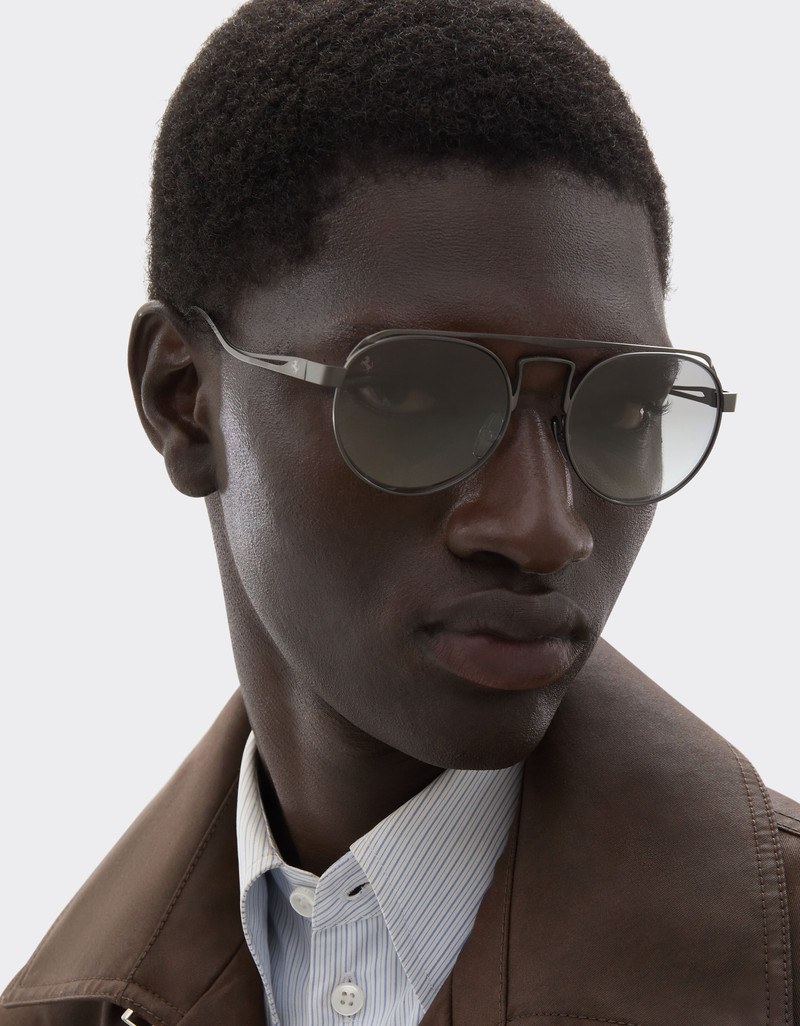 Ferrari Ferrari sunglasses in matte gunmetaltitanium with silver mirrored lenses outlook