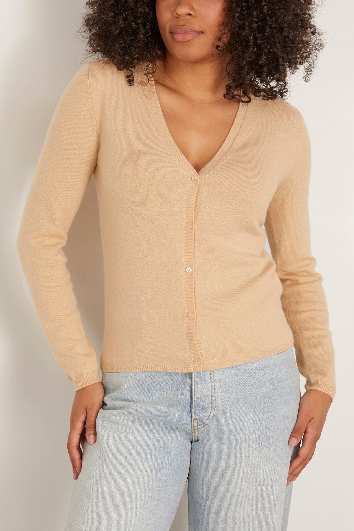 V Cardigan in Macadamia - 3
