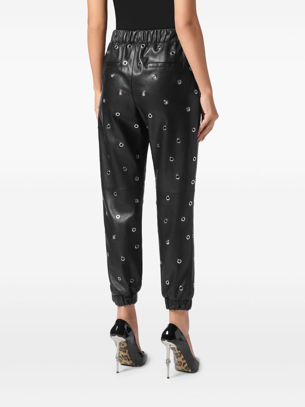 Eyelet leather trousers - 4