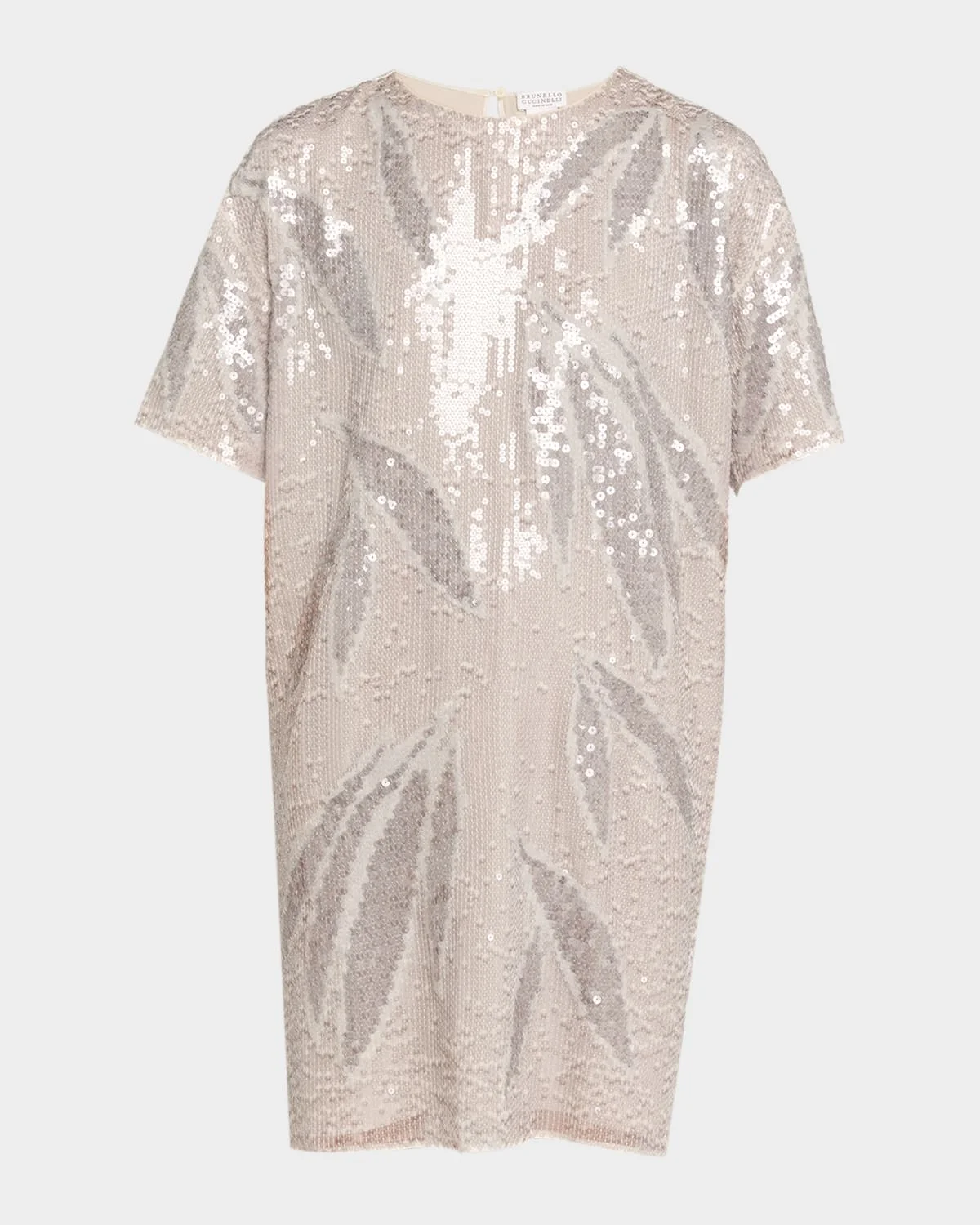 Sequined Silk Organza Short-Sleeve Mini Dress - 1