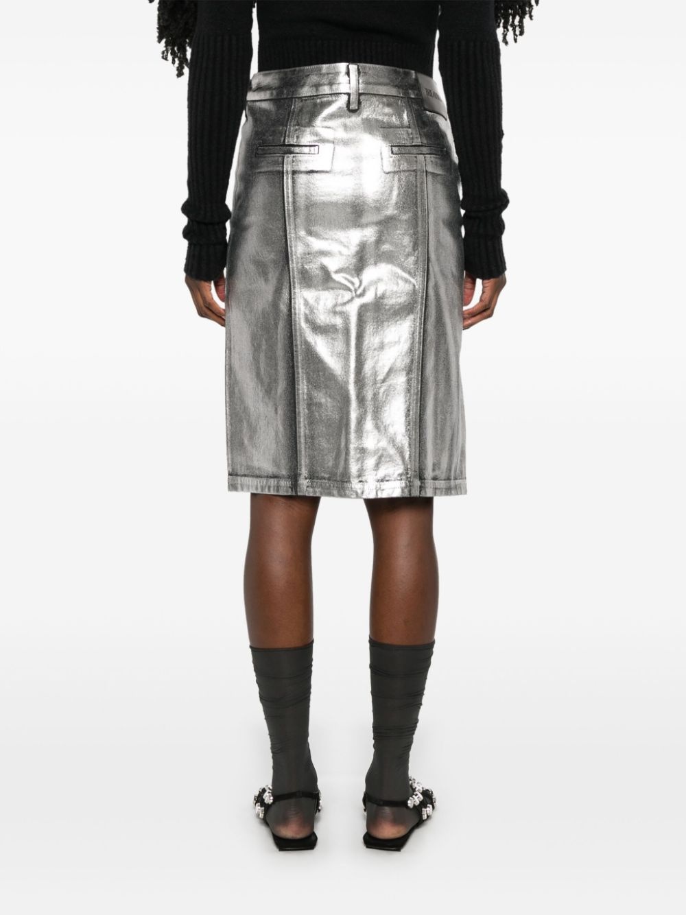 coated denim midi skirt - 4