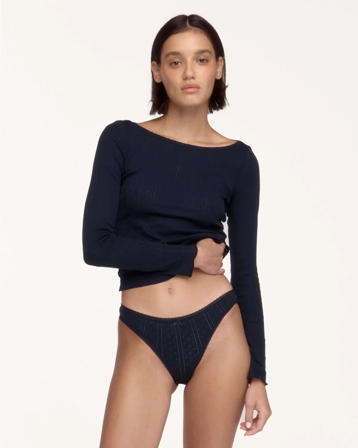 The High Rise: Navy Pointelle - 1