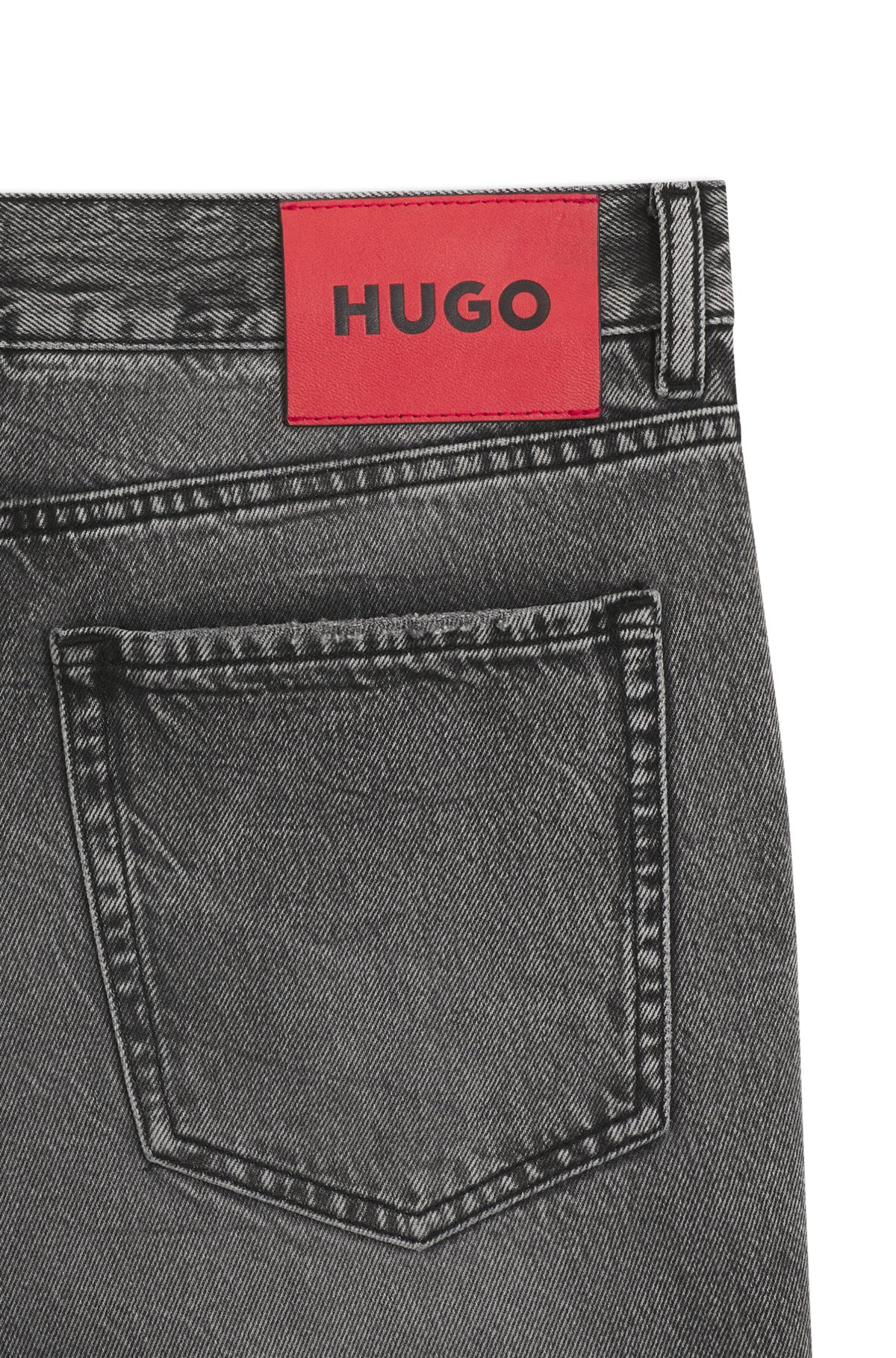 TAPERED-FIT JEANS IN GRAY DENIM WITH USED EFFECTS - 6