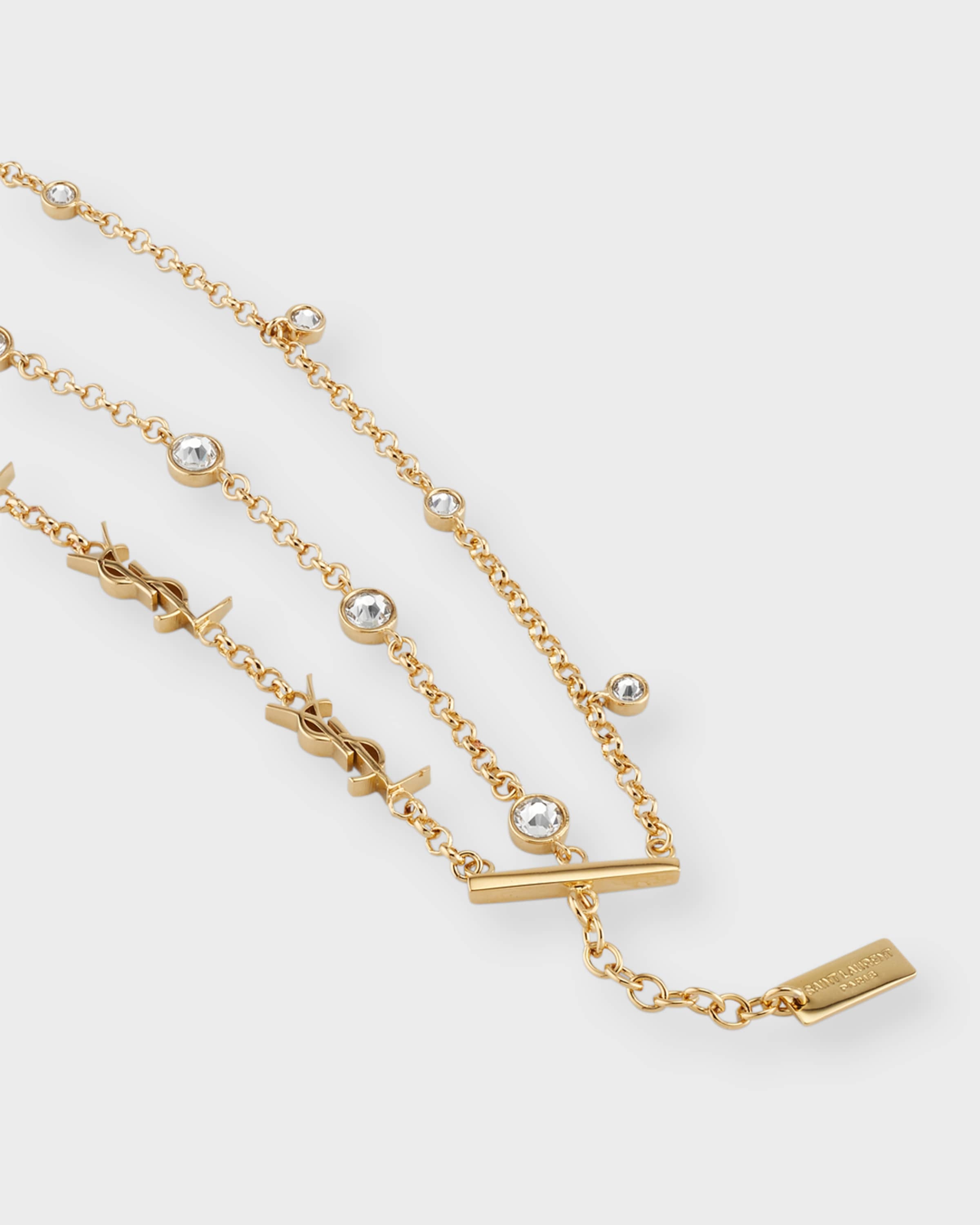SAINT LAURENT YSL Rhinestone Multi Chain Bracelet