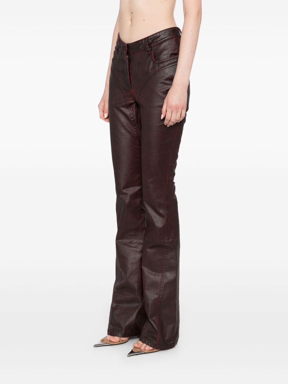 waxed flared jeans - 3