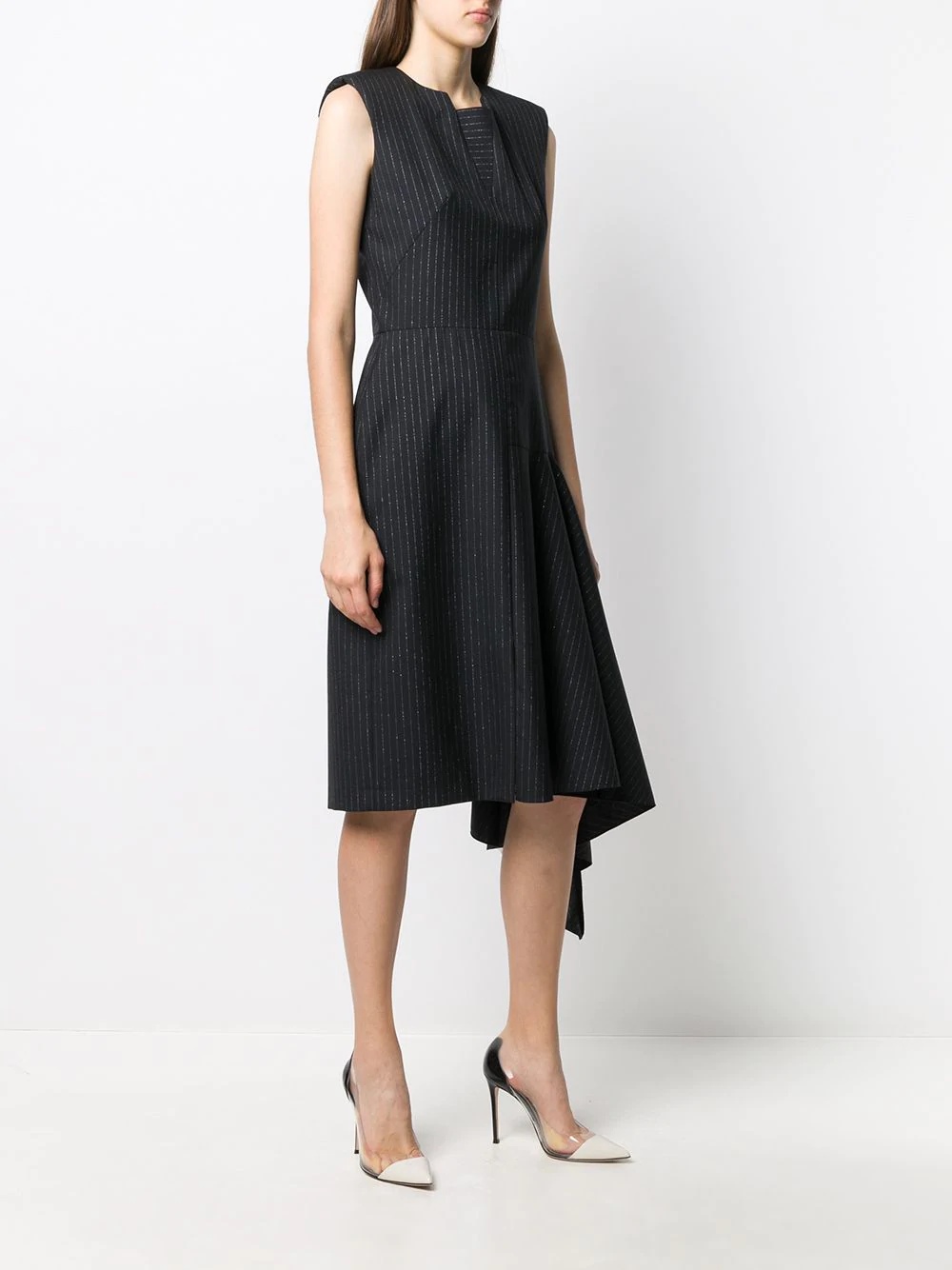 pinstripe draped dress - 3