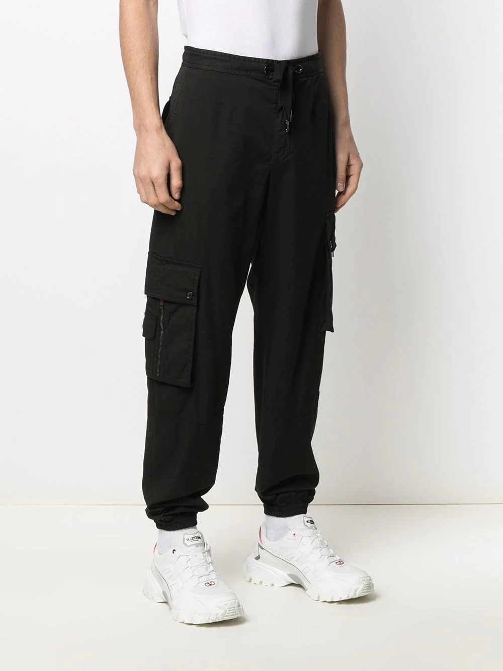 logo patch cotton cargo pants - 3