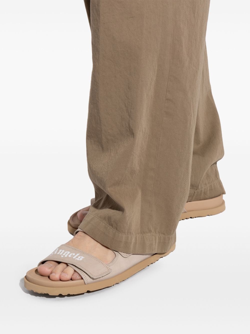 logo-print leather slides - 6