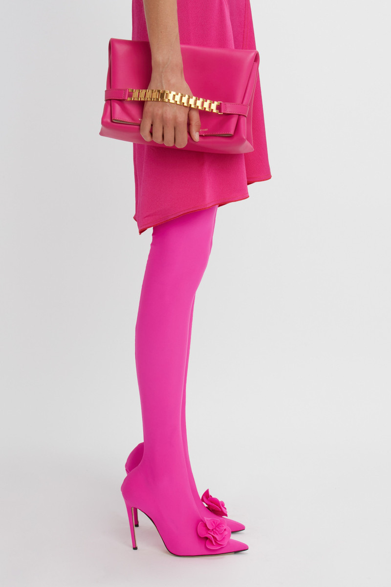 Victoria Beckham Chain Pouch Bag In Fuchsia Leather outlook