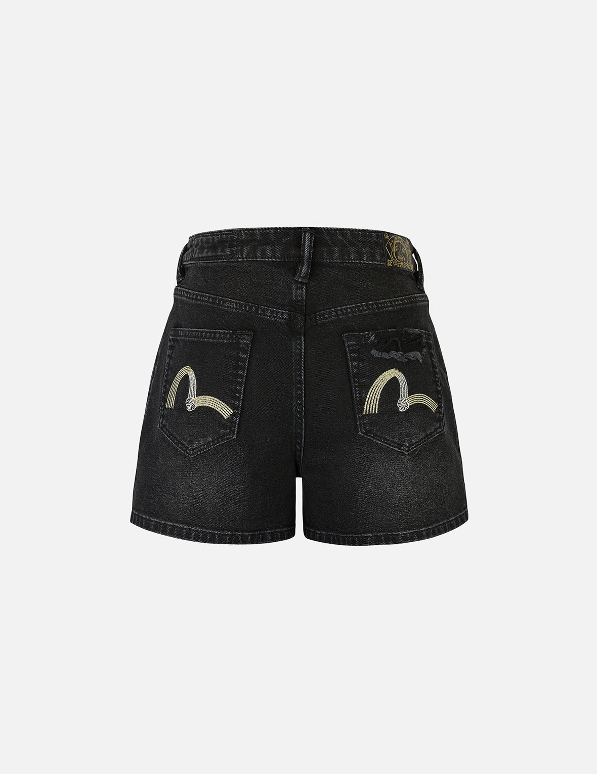 Knot Seagull Embroidery Loose Fit Denim Shorts - 2