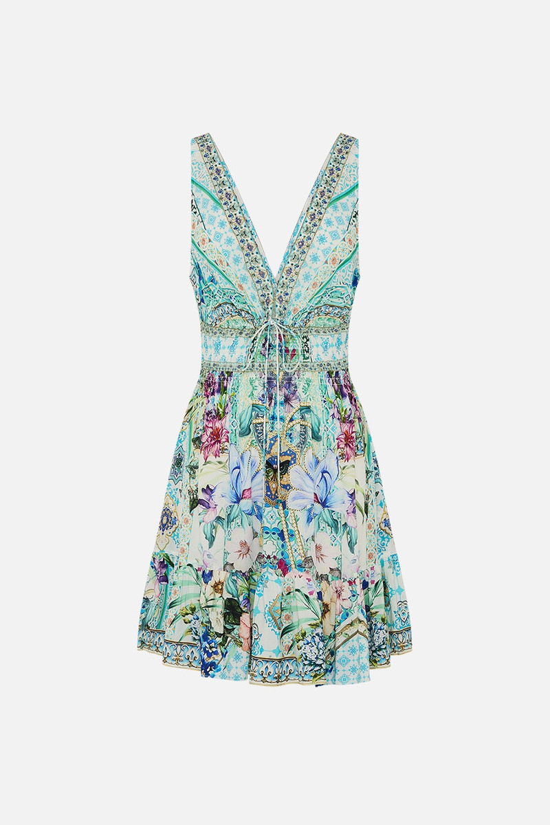 SHIRRED WAIST DETAIL MINI DRESS - 1