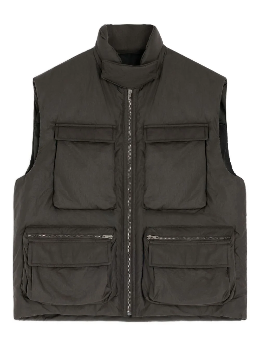 Wadded zip-fastening multiple-pocket gilet - 1
