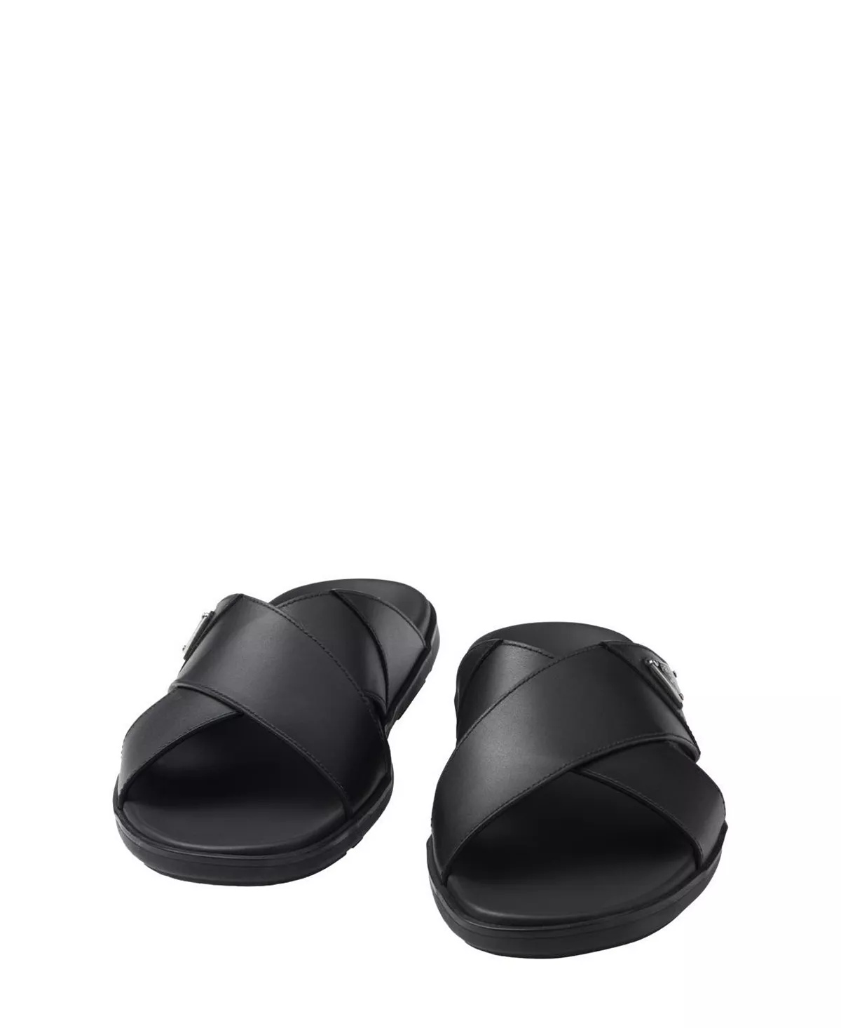 Men's Leather Crisscross Slides - 4