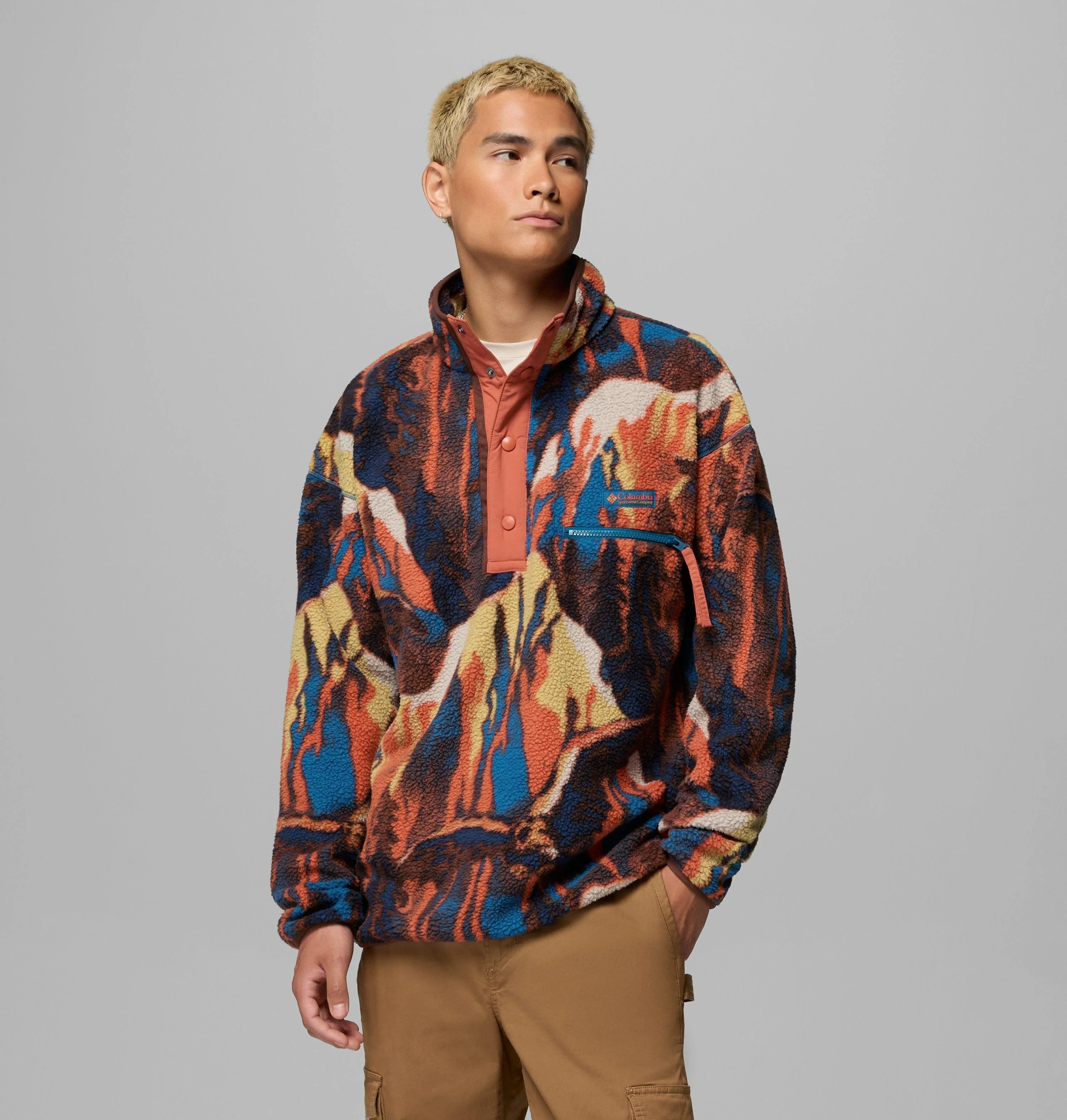 Men's Helvetia II Printed Half Snap Printed Fleece Pullover - 1