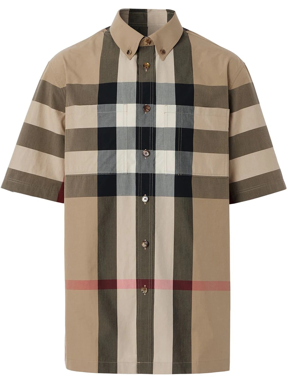 button-down signature check shirt - 1