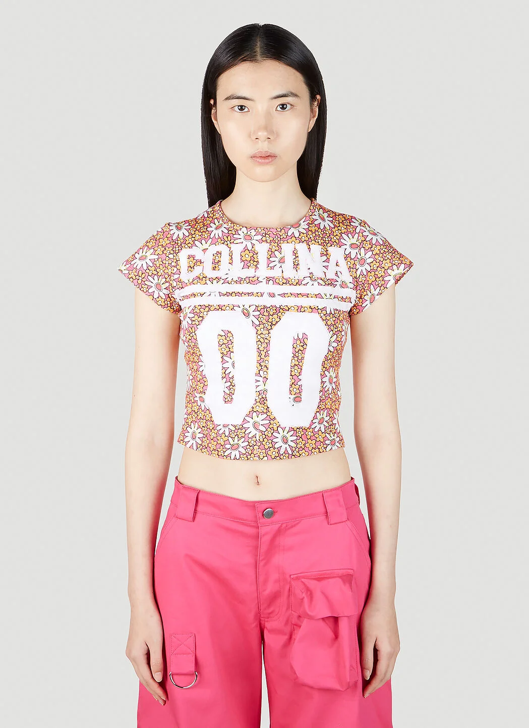 Logo Print Floral T-Shirt - 1